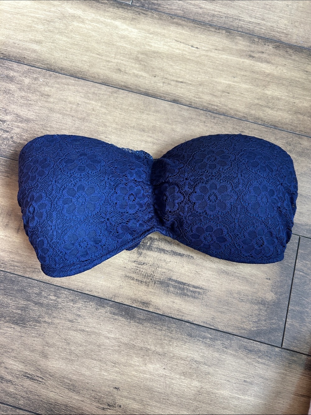 La Vie En Rose Navy Lace Bandeau Bikini Top